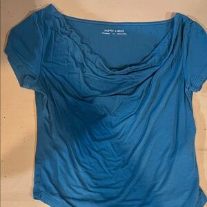 Silence + Noise Teal Drape Neck Blouse